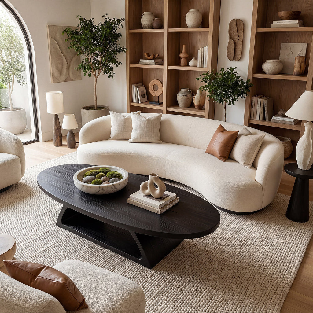 Organic Oval Coffee Table With Architectural Open Base - view 2 of 8
