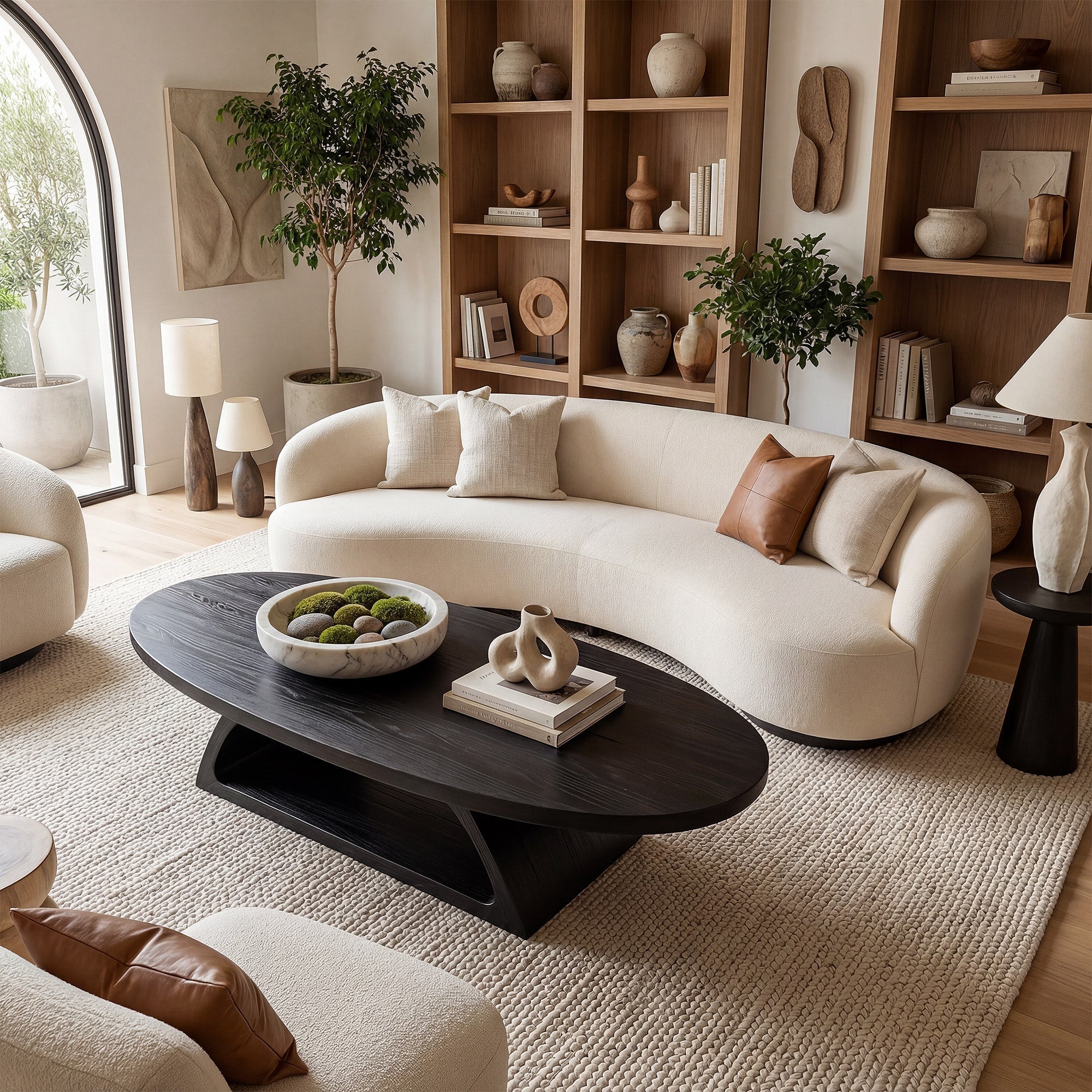 Organic Oval Coffee Table With Architectural Open Base - view 2 of 8