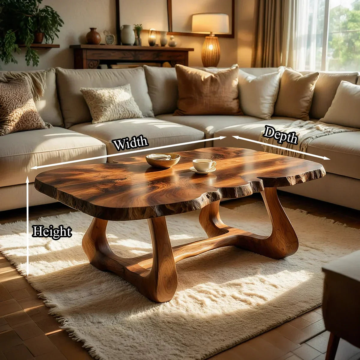 Live Edge Natural Wood Coffee Table with Curved Sculptural Frame - view 6 of 6