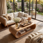 Curved Waterfall Coffee Table with Open Storage Shelf - view 4 of 7