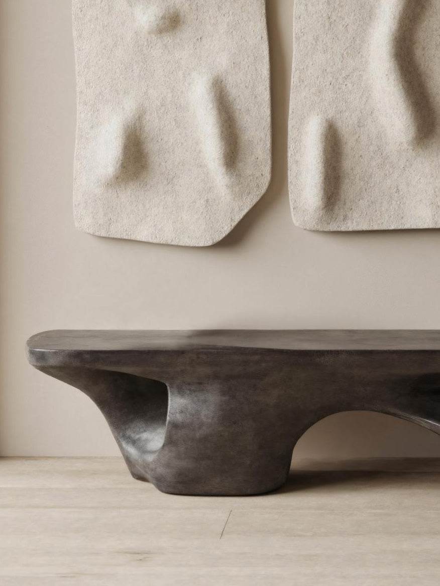 Contemporary Sculptural Bench With Carved Design For Living Room - view 3 of 7