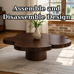 Organic Shaped Walnut Coffee Table with Pedestal Base, Modern Sculptural Design for Living Room - view 8 of 9