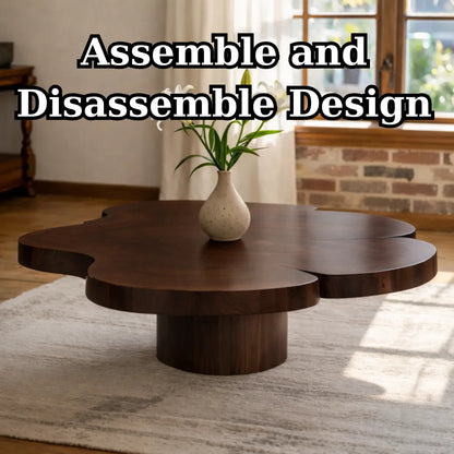 Organic Shaped Walnut Coffee Table with Pedestal Base, Modern Sculptural Design for Living Room - view 8 of 9