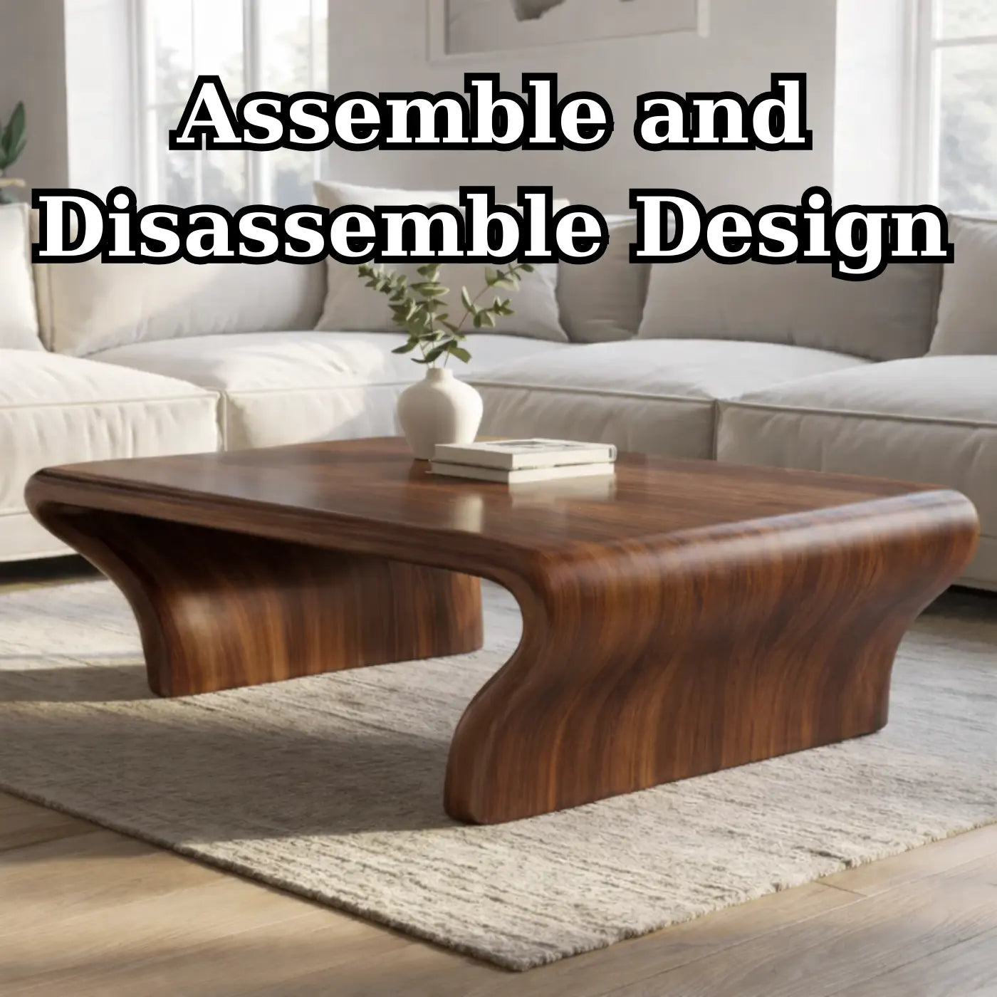 Sculptural Walnut Coffee Table with Curved Design, Modern and Minimalist Living Room Décor - view 8 of 9