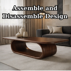 Sculptural Walnut Coffee Table with Curved Design and Open Shelf, Modern Living Room Décor - view 8 of 9