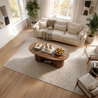 Oval Coffee Table with Fluted Base and Dual Shelf Storage - view 6 of 7