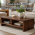 Solid Wood Coffee Table with Open Storage, Rustic Design for Living Room and Décor - view 8 of 9