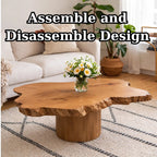 Live Edge Solid Wood Coffee Table for Living Room with Pedestal Base - view 8 of 9