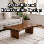 Solid Wood Coffee Table with Live Edge Top and Minimal Block Legs - view 8 of 9
