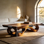 Sculptural Natural Wood Coffee Table with Organic Carved Base - view 7 of 7