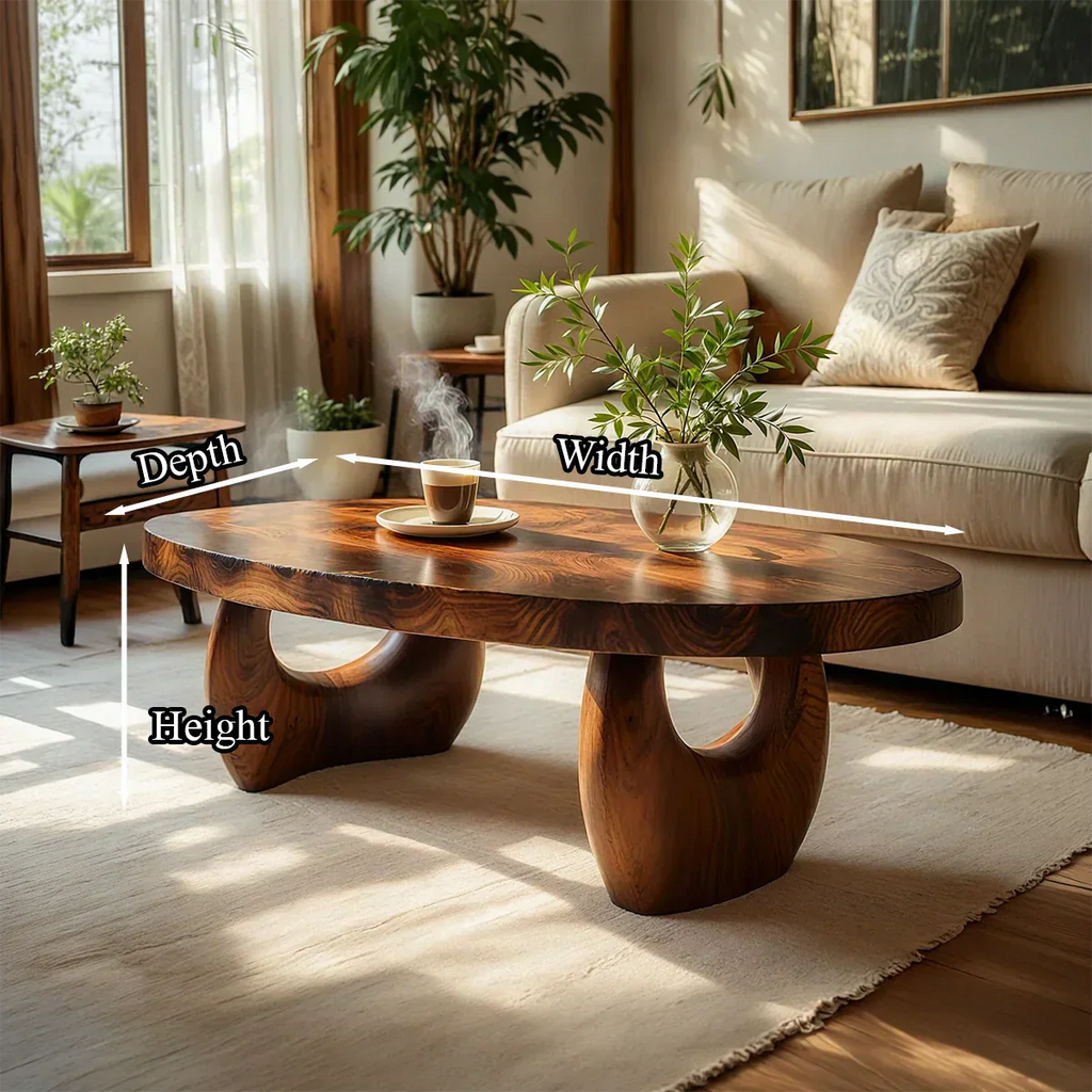 Organic Natural Wood Coffee Table with Sculpted Open Base - view 7 of 7