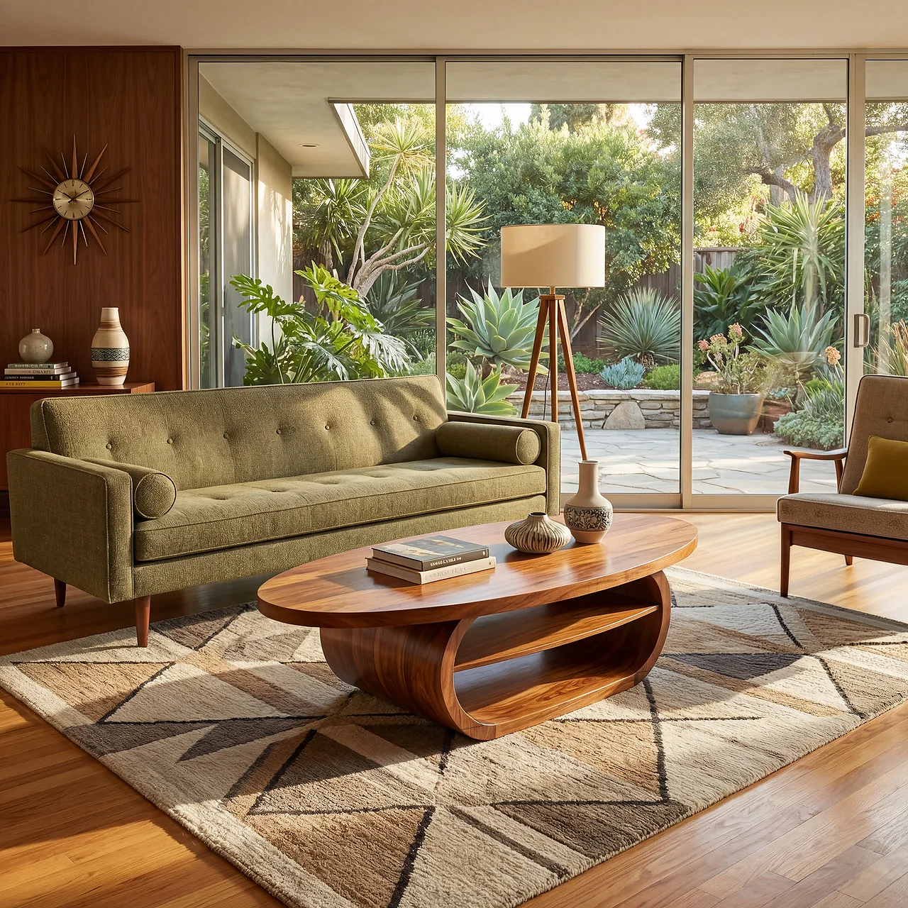 Organic Oval Coffee Table with Sculpted Loop Base and Shelf - view 5 of 7