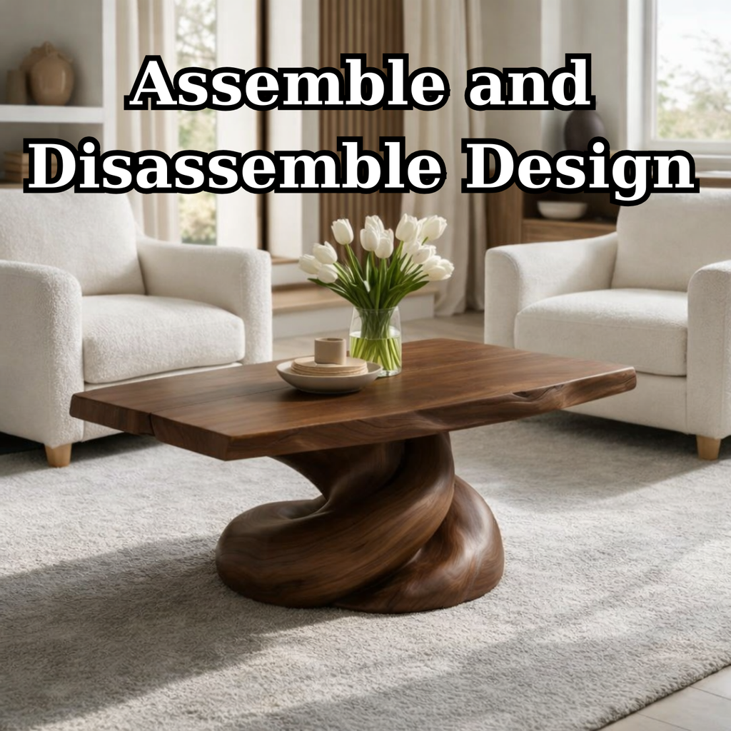 Solid Wood Coffee Table with Live Edge Top and Organic Sculptural Base - view 8 of 9