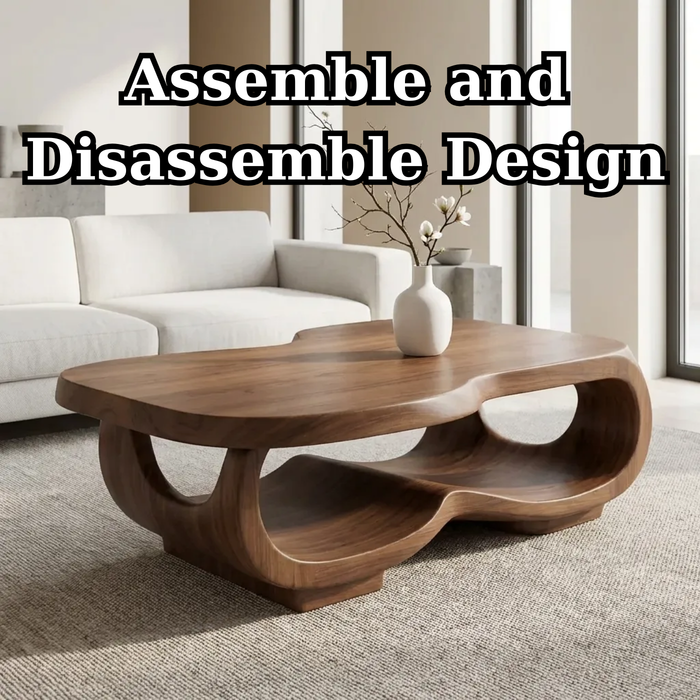 Handcrafted Live Edge Coffee Table – Sculpted Organic Wood Base - view 8 of 9