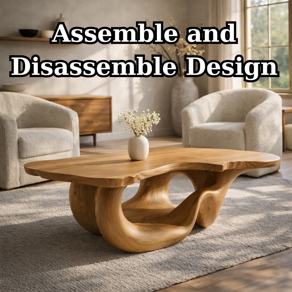 Solid Wood Live Edge Coffee Table for Modern Living Space with Sculptural Base - view 8 of 9
