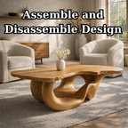 Solid Wood Live Edge Coffee Table for Modern Living Space with Sculptural Base - view 8 of 9