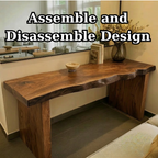 Solid Wood Console Table with Live Edge Top and Simple Block Base - view 8 of 9