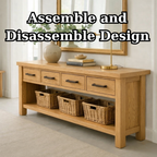 Solid Wood Console Table for Entryway with 4 Drawers and Open Shelf - view 8 of 9
