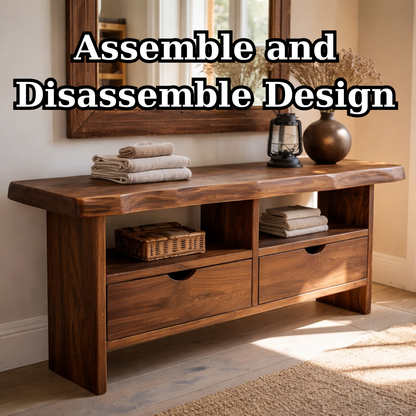Solid Wood Console Table with Live Edge Top and Drawers for Storage - view 8 of 9