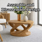 Solid Wood Coffee Table with Sculptural Curved Base - view 8 of 9