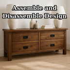 Solid Wood Console Table for Living Room with 4 Drawers and Simple Design - view 8 of 9