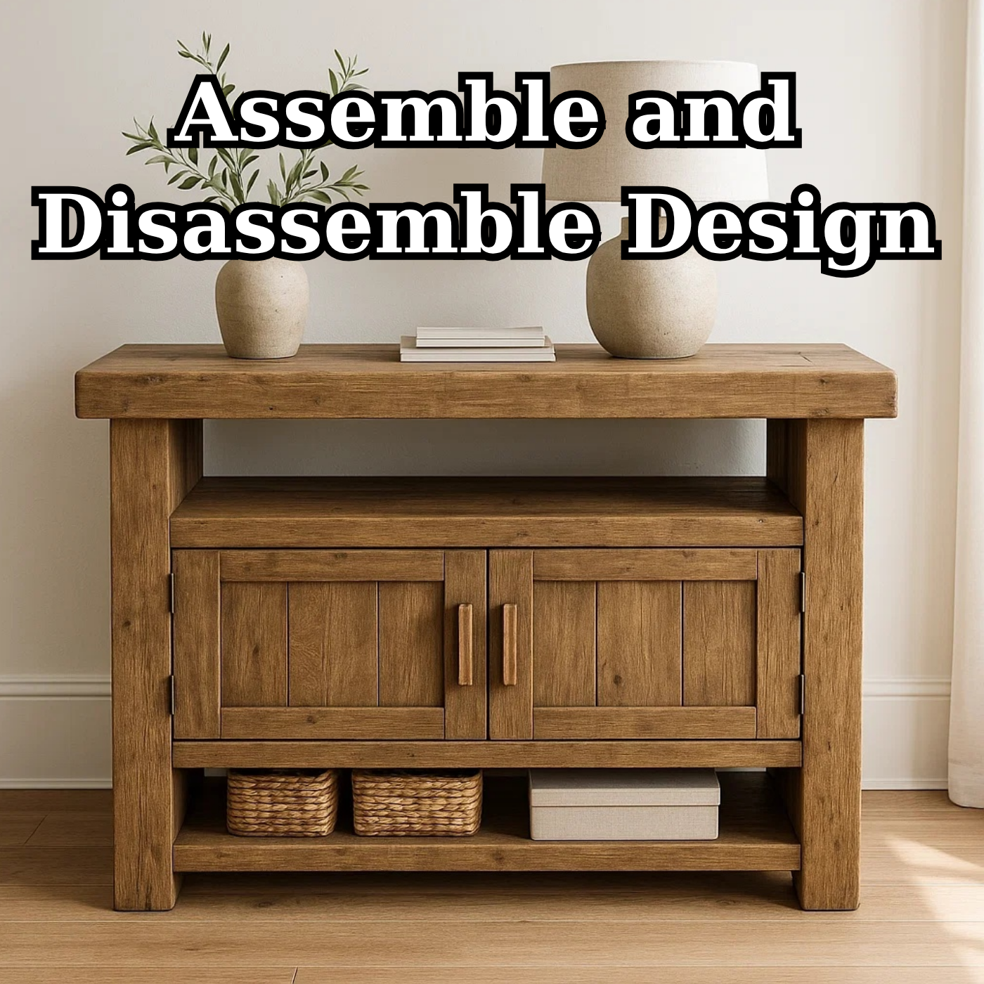 Solid Wood Console Table with Storage and Open Shelf - view 8 of 9