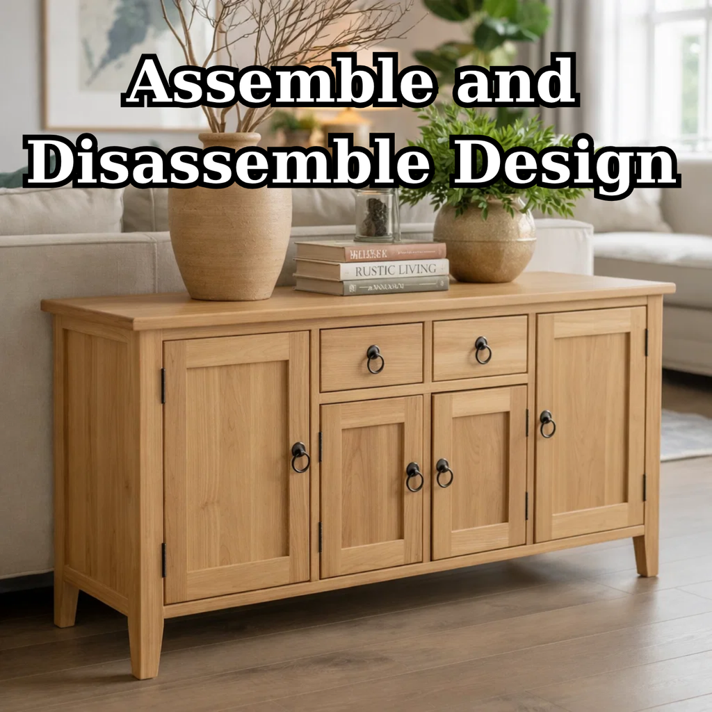 Solid Wood Console Table with Storage Cabinets and Drawers - view 8 of 9