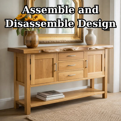 Solid Wood Sideboard Console Table with Drawers, Cabinet Doors & Lower Shelf – Entryway Storage Cabinet - view 8 of 9