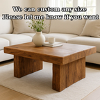 Handcrafted Solid Wood Coffee Table – Rustic Block Base Design for Living Room - view 4 of 6