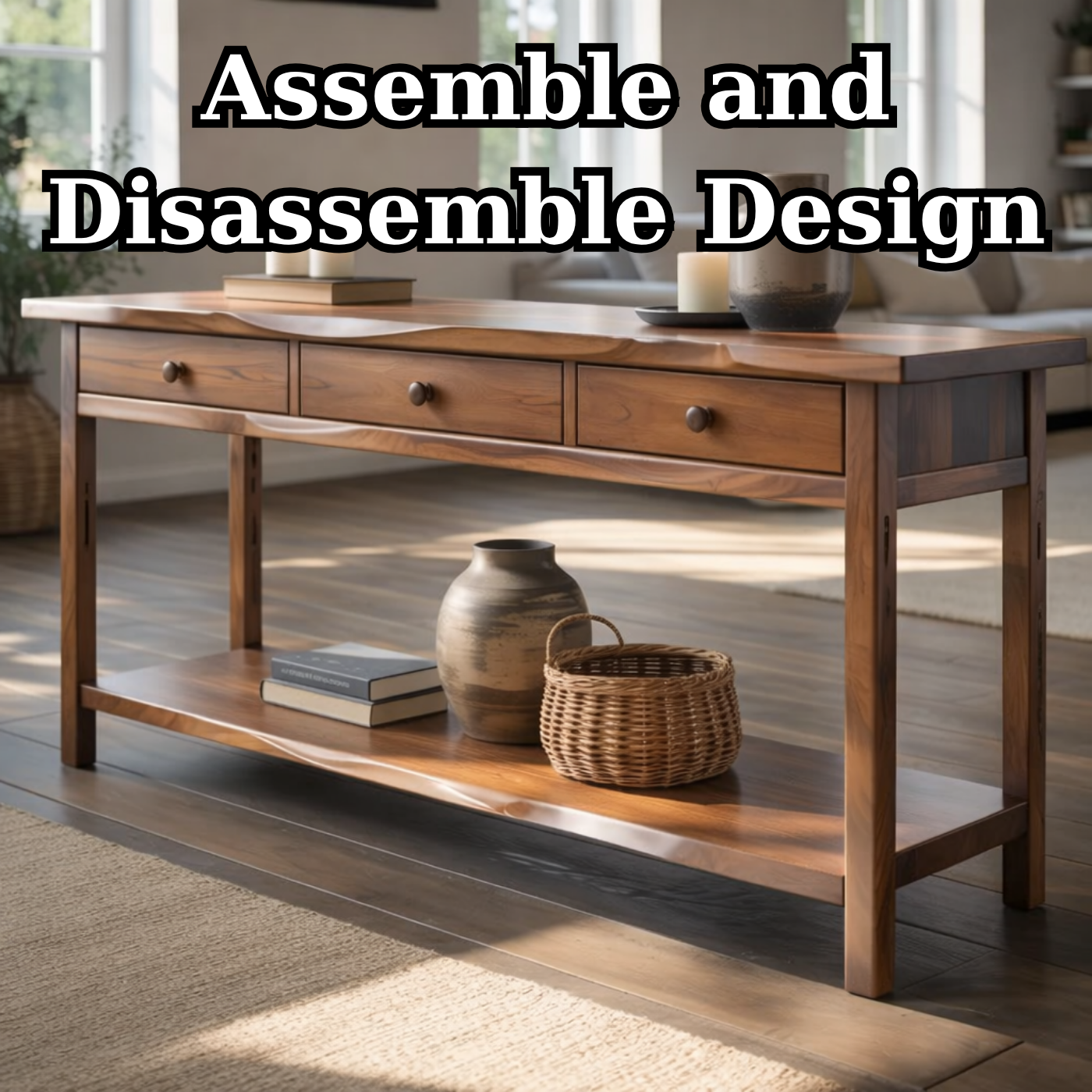 Solid Wood Console Table with 3 Drawers & Lower Shelf - view 9 of 9