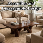 Solid Wood Rustic Coffee Table with Sculpted Base – Live Edge Living Room Coffee Table - view 8 of 9