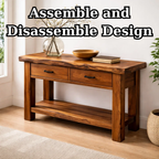 Solid Wood Console Table with Drawers and Shelf - view 8 of 9