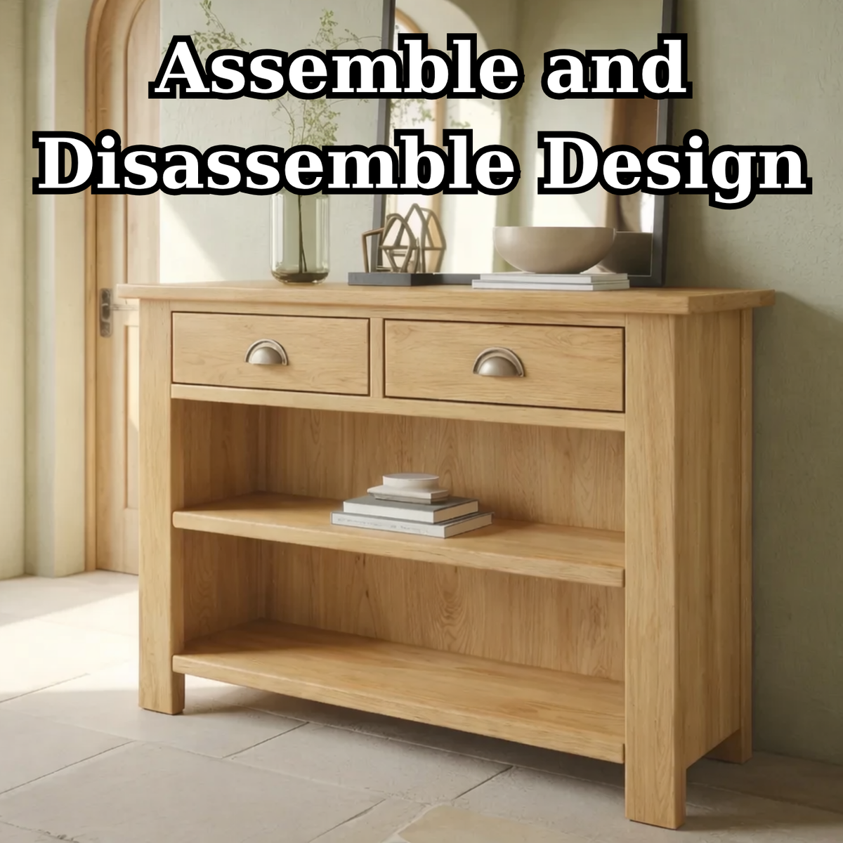Solid Wood Console Table with Drawers and Shelves – Entryway Storage Console - view 8 of 9
