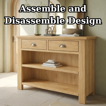 Solid Wood Console Table with Drawers and Shelves – Entryway Storage Console - view 8 of 9