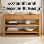 Solid Wood Console Table with Drawers and Shelves – Modern Oak Entryway Storage Table - view 8 of 9