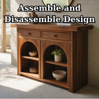 Solid Wood Console Cabinet with Arched Shelves – Modern Entryway Storage Console - view 7 of 8