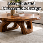 Solid Wood Sculptural Coffee Table – Round Organic Wooden Coffee Table - view 8 of 9