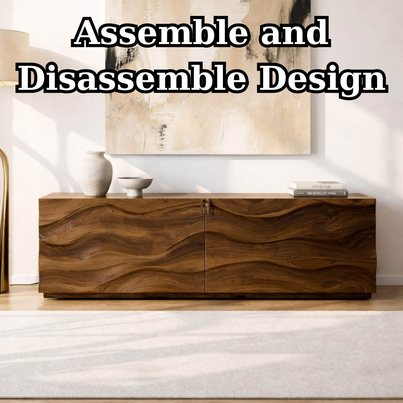 Modern Console Table with Wave Front, Minimalist Entryway Cabinet for Living Room Storage - view 8 of 9