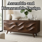 Solid Wood Console Table with Sculptural Wave Front for Modern Entryway - view 8 of 9
