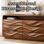 Solid Wood Console Table with Drawer Storage and Sculptural Wave Front Design - view 8 of 9
