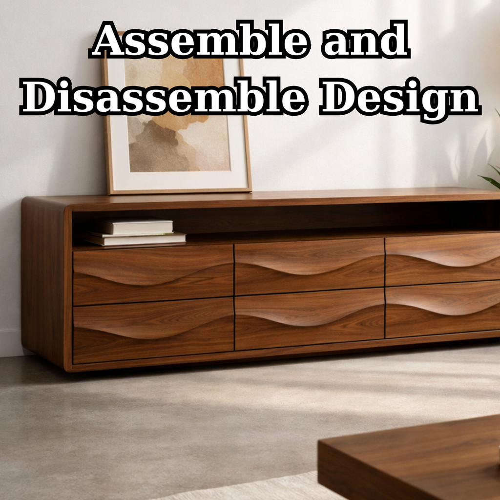 Solid Wood Console Table with Low Profile and Sculptural Wave Drawers - view 8 of 9
