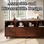 Solid Wood Console Table with Arched Open Shelves and Drawer Storage - view 7 of 8