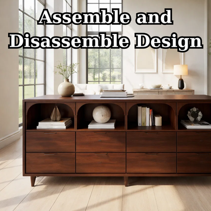Solid Wood Console Table with Arched Open Shelves and Drawer Storage - view 7 of 8