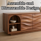 Solid Wood Console Table with Wave Drawer Front and Arched Shelf Storage for Modern Home - view 8 of 9