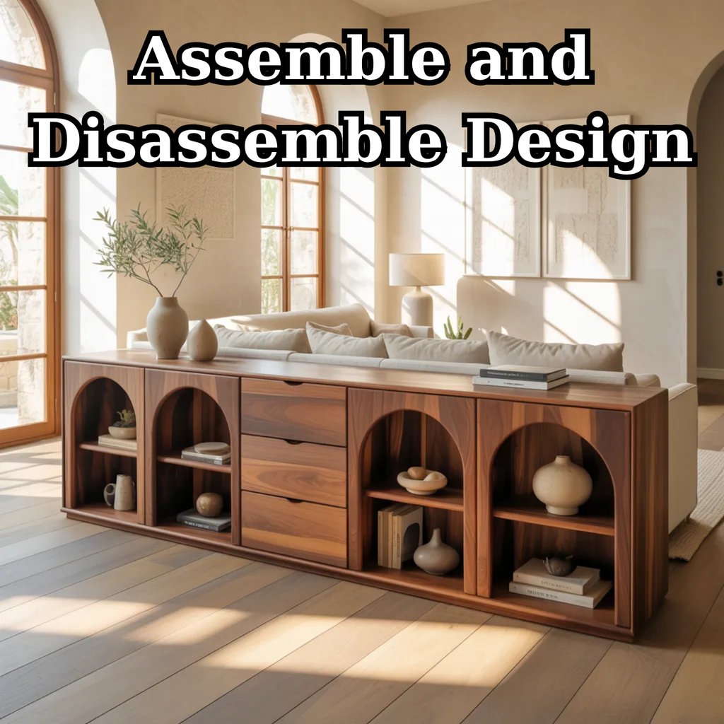Solid Wood Console Table with Arched Shelves and Center Drawer Storage for Living Room - view 8 of 9