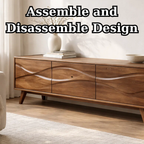 Solid Wood Console Table with Minimal Wave Carved Doors for Modern Living Room - view 8 of 9