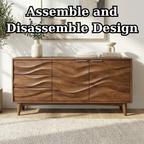 Solid Wood Console Table with Sculptural Wave Front Doors and Modern Storage Design - view 8 of 9