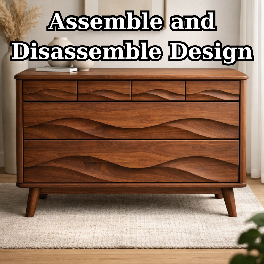 Solid Wood Console Table with Multi Layer Wave Drawer Design for Modern Interior - view 8 of 9
