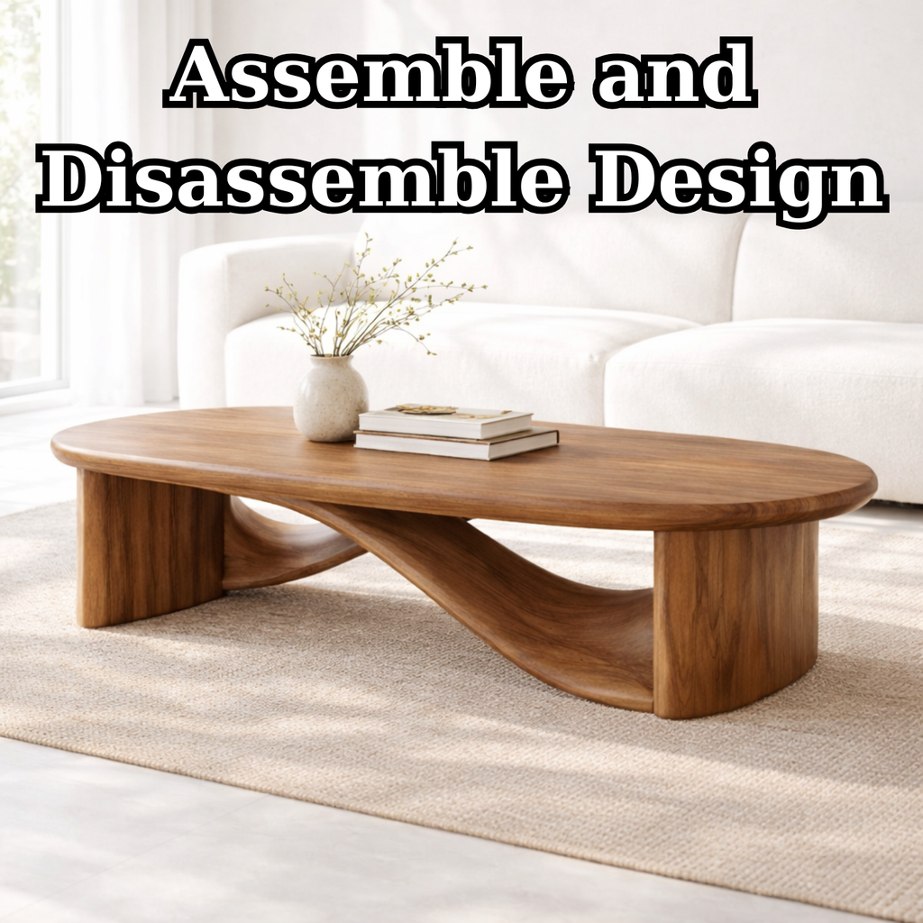 Handcrafted Solid Wood Coffee Table with Sculptural Curved Design - view 8 of 9