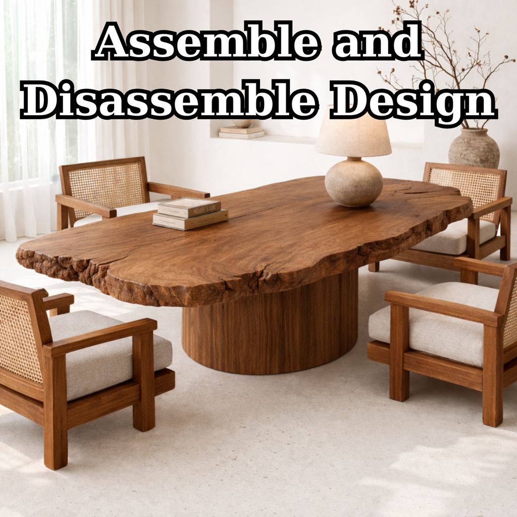 Handcrafted Solid Wood Coffee Table with Live Edge Top and Sculptural Base - view 8 of 9